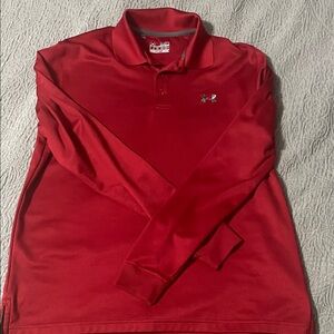 Under Armour Men's Long Sleeve Red Golf Polo Medium
